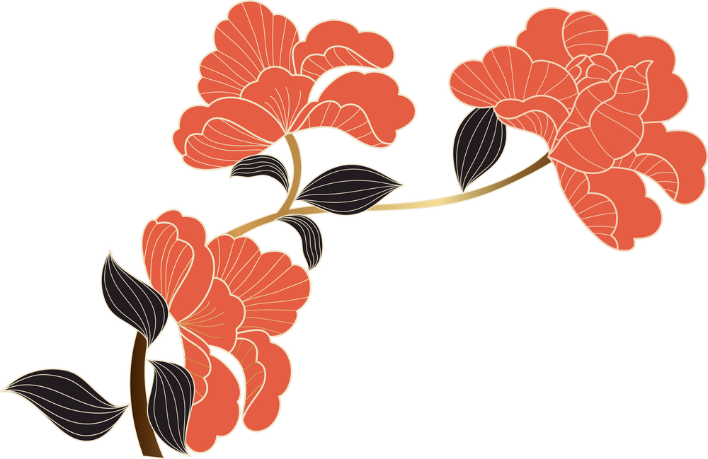 Luxury Japanese flower branch illustration